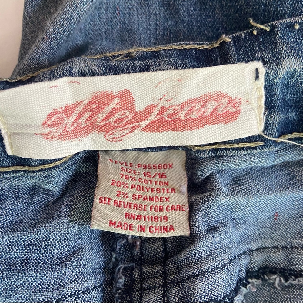 Elite Women's Bootcut Jeans Size 15/16 Medium Wash Flap Pocket Thick Stitch Y2K - Picture 6 of 8